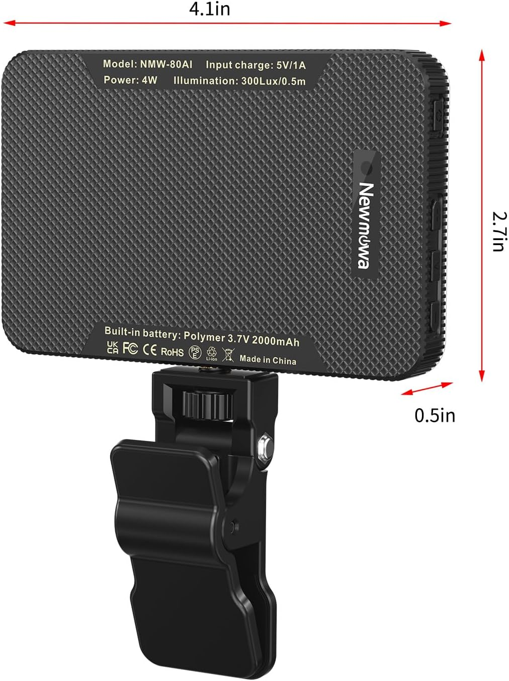 Newmowa Black Rechargeable Selfie Light - Portable Clip Video Light for Phone/Laptop/Camera with Smart Light Sensor,3 Light Mode,2000Mah Battery Phone Light for Selfie/Makeup/Video Conference/Tiktok image number 6