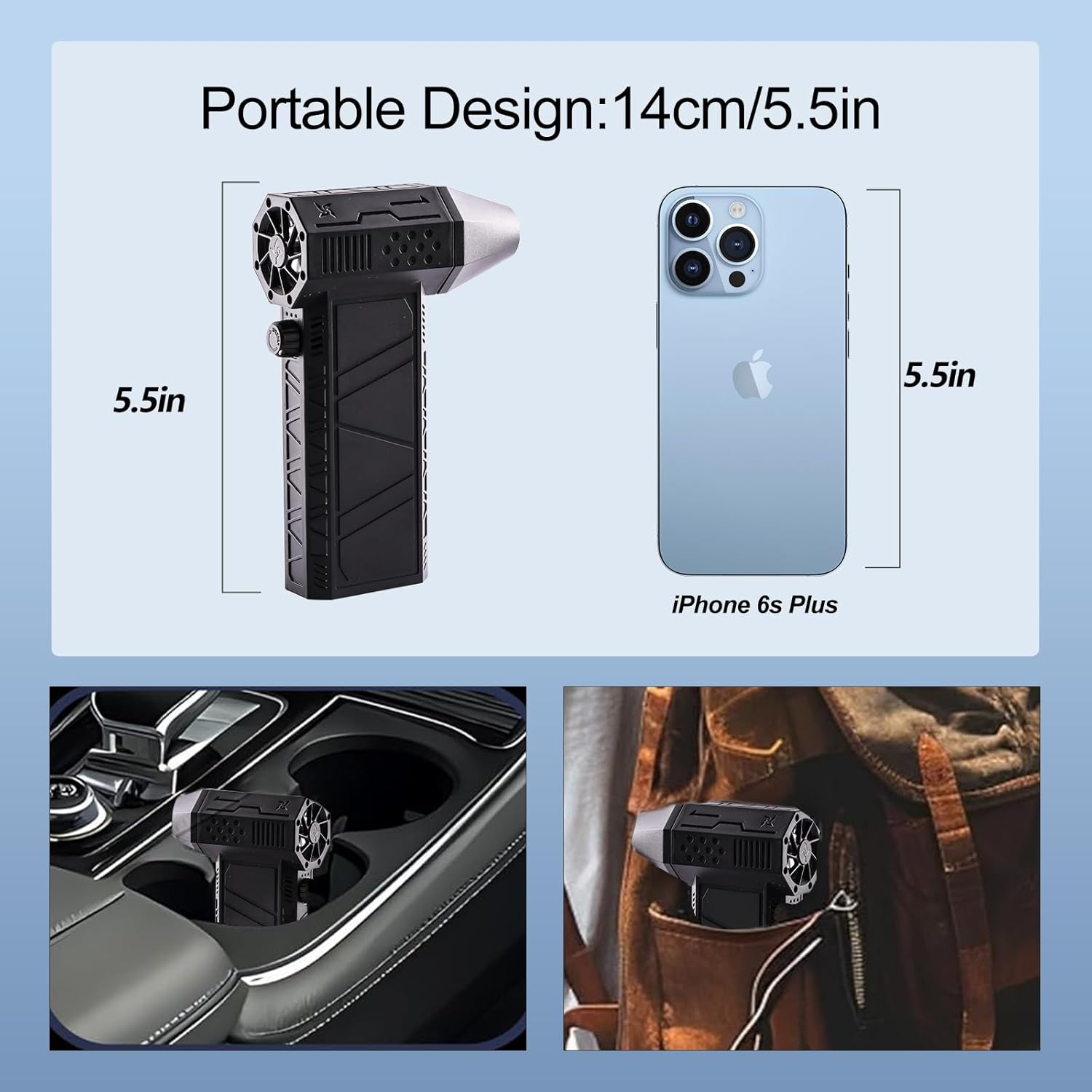 Compressed Air Duster, 130,000 RPM High-Speed Motor with Stepless Speed Control, Rechargeable Electric Turbo Jet Blower with Vacuum Cleaning Kit for Computers, Keyboards, Electronics, Snow, and Cars image number 5