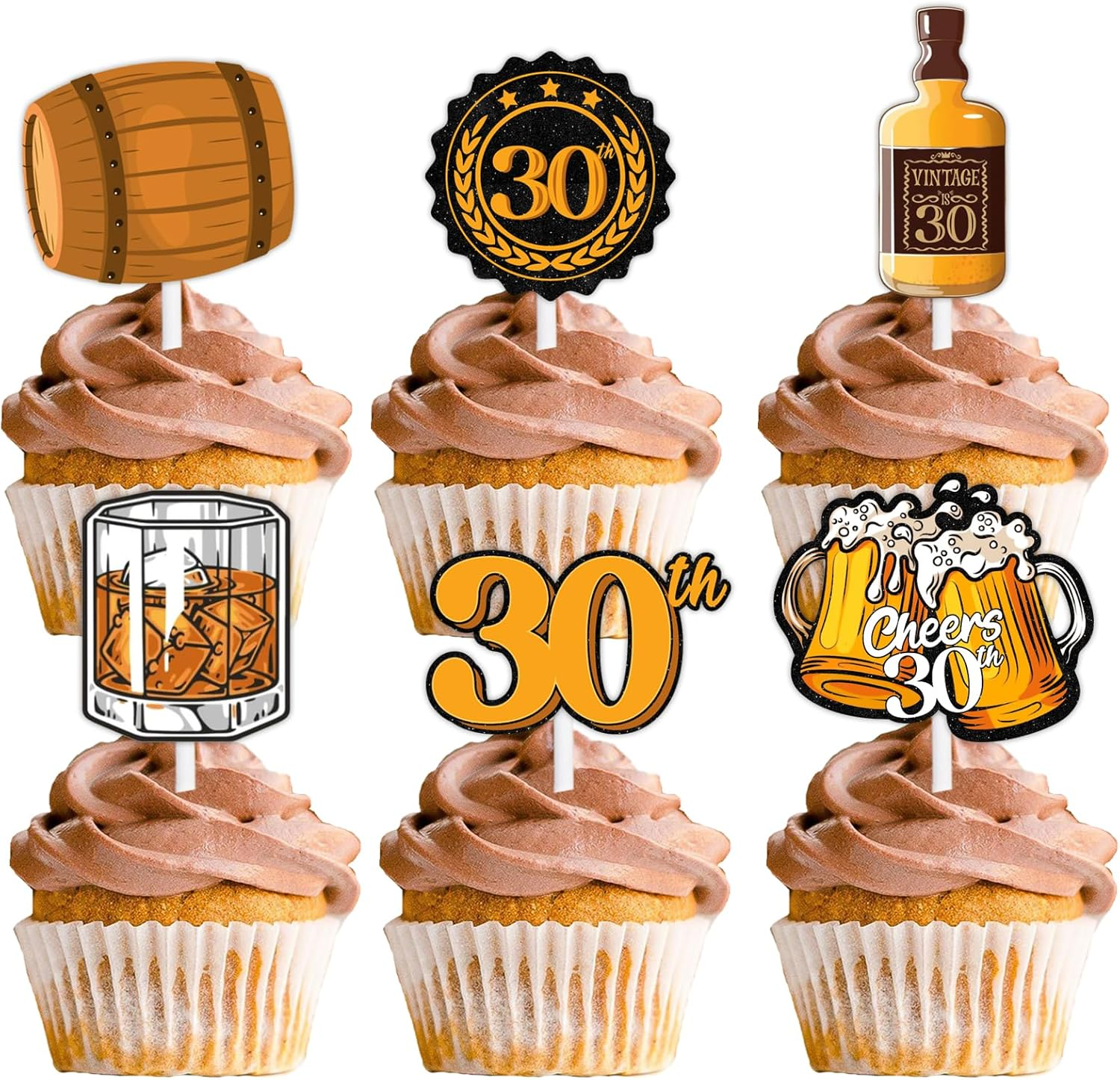 S-Cp-1030Ice Cream Fruit Dessert Cupcake Topper Colorful Glitter Happy Birthday Sensory Pop Game Theme Decor Supplies Baby Shower Boys Girls Birthday Party Decorations image number 3