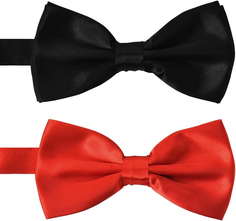 Pre-Tied Bow Tie Adjustable Bowtie for Men Formal Necktie Tuxedo Bow Ties for Men Pre Tied Bow Tie Set 2Pcs Bowknot Ties Birthday Wedding Suit Accessories image number 3