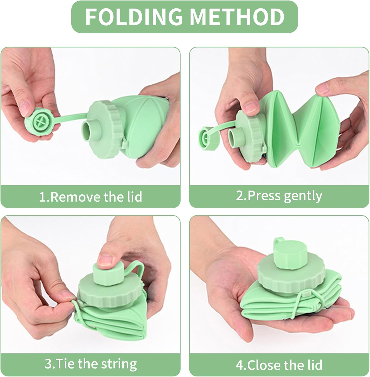 Collapsible Water Bottle 20.3 Oz, Leak Proof Lid Reusable, Bpa-Free Silicone Collapsible Travel Water Bottle for Hiking, Outdoor Sports, Gym, Camping image number 4