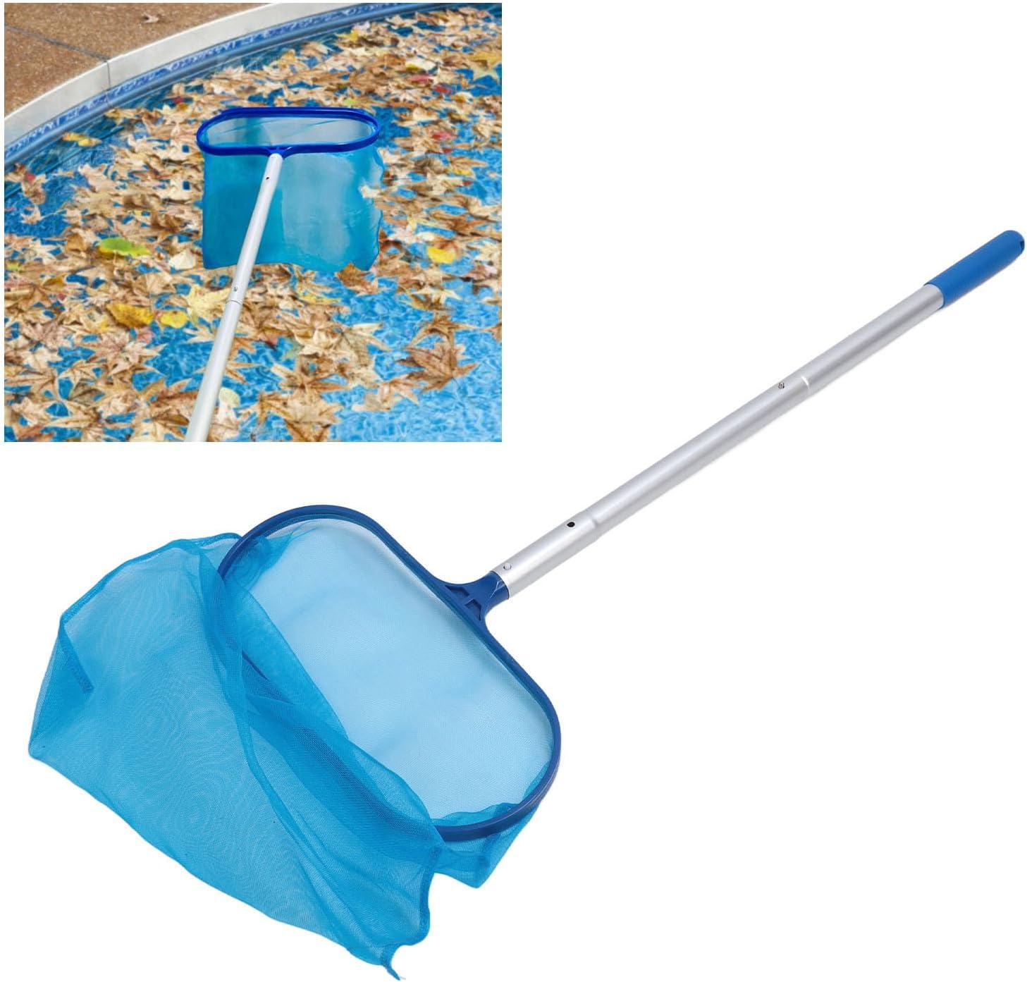 Pool Skimmer, Ultra Fine Mesh Netting Leaf Skimmer with 4 Sections Aluminum Pole Professional Heavy Duty Pool Cleaning Skimmer Leaf Cleaning Nets for Swimming Pools, Spas, Hot Tubs image number 4