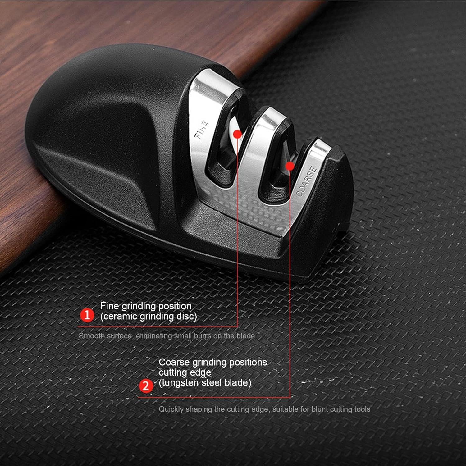 Kitchen Sharpeners,Double Slots Coarse & Fine Cutter Sharpeners | Non-Slip Base, Professional Kitchen Gadgets for Dull and Damaged Knives, Choppers, Cutters image number 4