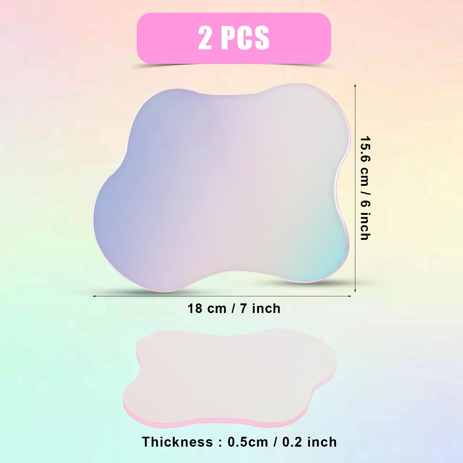 2Pcs Acrylic Irregular Coasters, Clear Colorful Cup Coaster for Drinks Creative Cloud Shape Decorative Plate for Tabletop Desk Dining Coffee Table Kitchen Bar Home Decor image number 4