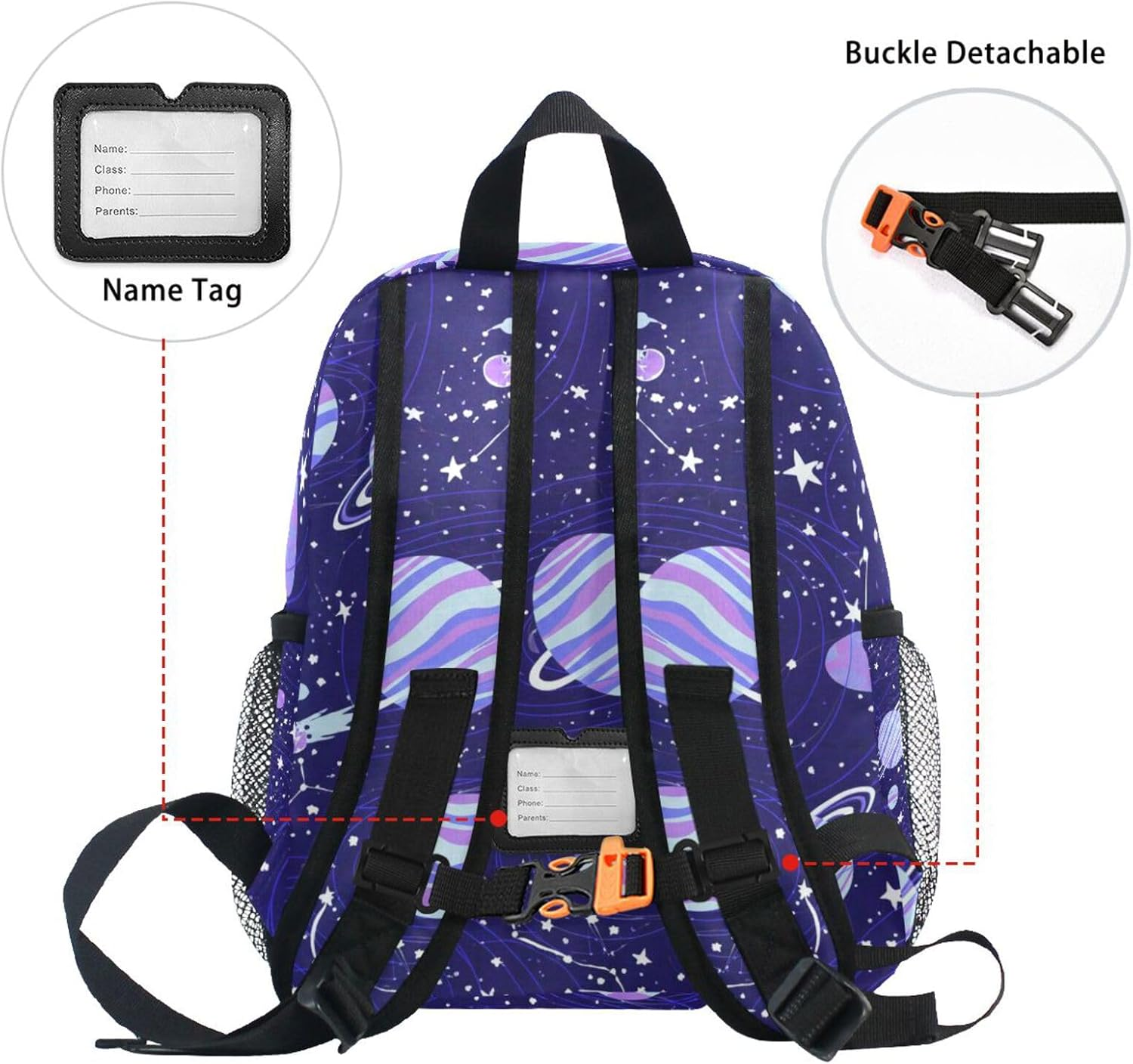 RPLIFE Toddler Backpack for Boys Girls, Cute Planets Stars Purple Little Kid'S Backpacks Mini Kindergarten Backpacks, 3-8 Years image number 6