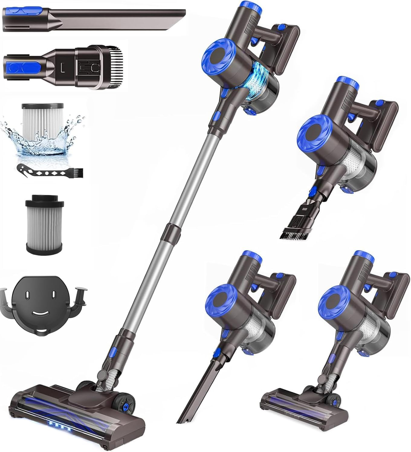 Cordless Vacuum Cleaner, Power Suction Stick Vacuum Cleaners 8-In-1 Lightweight Self-Standing, 500W/40KPA 35 Mins Runtime for Home Hard Floor Low-Pile Carpet Pet Hair (Blue) image number 6