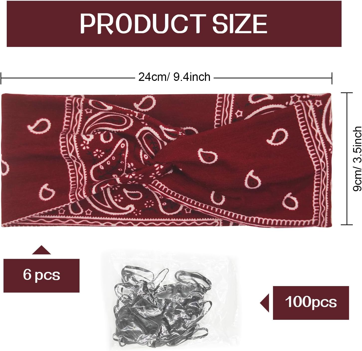 Pack of 6 Multicoloured Wide Headband Headscarves, Summer Boho Headband Print Hair Accessories, Durable Hair Bands, Women'S Wide Elastic Soft, Yoga Sports Hair Band, Multicoloured for Women and Girls image number 4