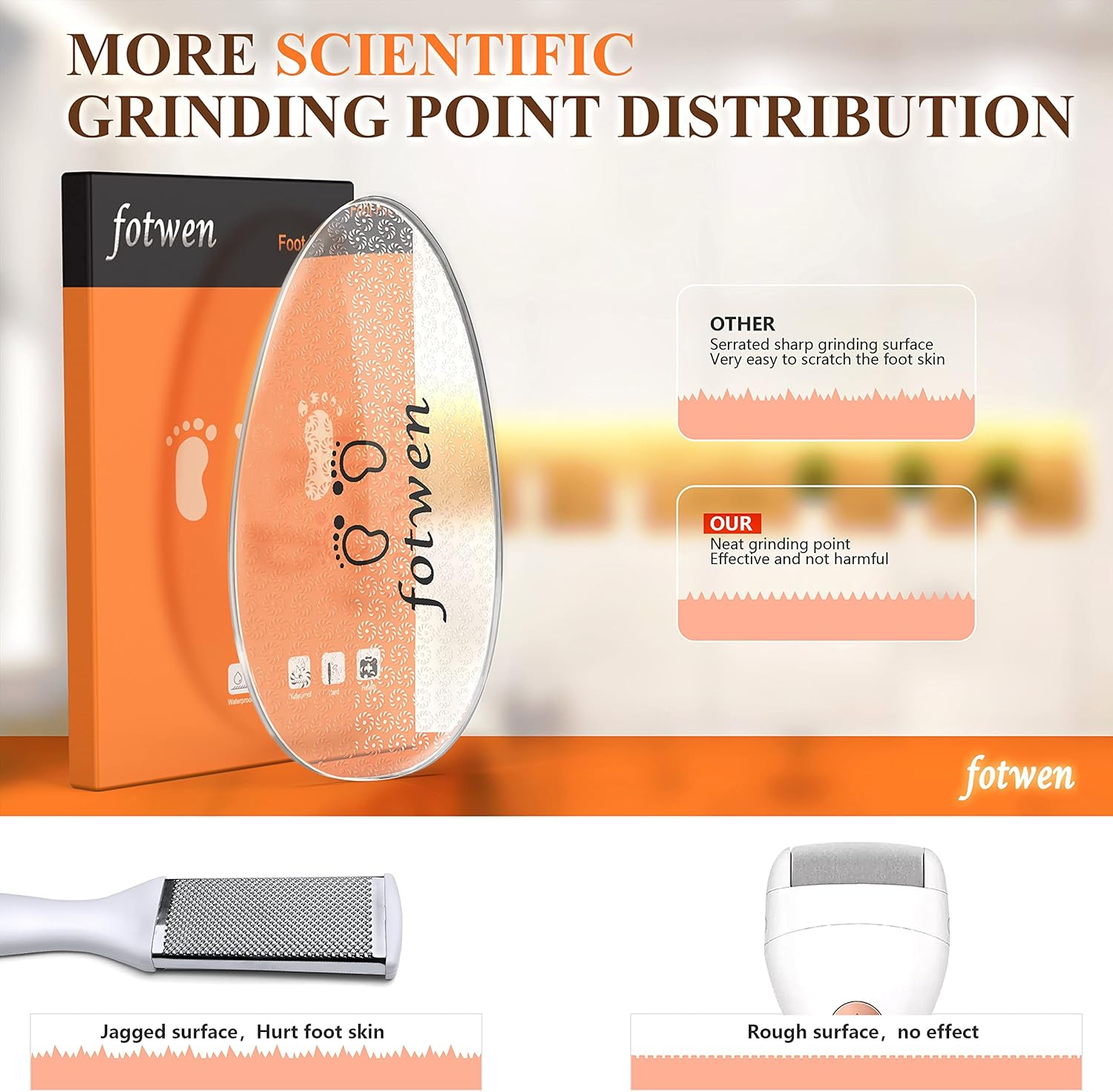 Fotwen Updated 2021 Nano Foot Scrubber Callus Remover, Foot Care Pedicure Tool, Foot File with Nano-Level Grinding Points, Great for Dead Skin Removal, Cracking, Wet and Dry Feet image number 2