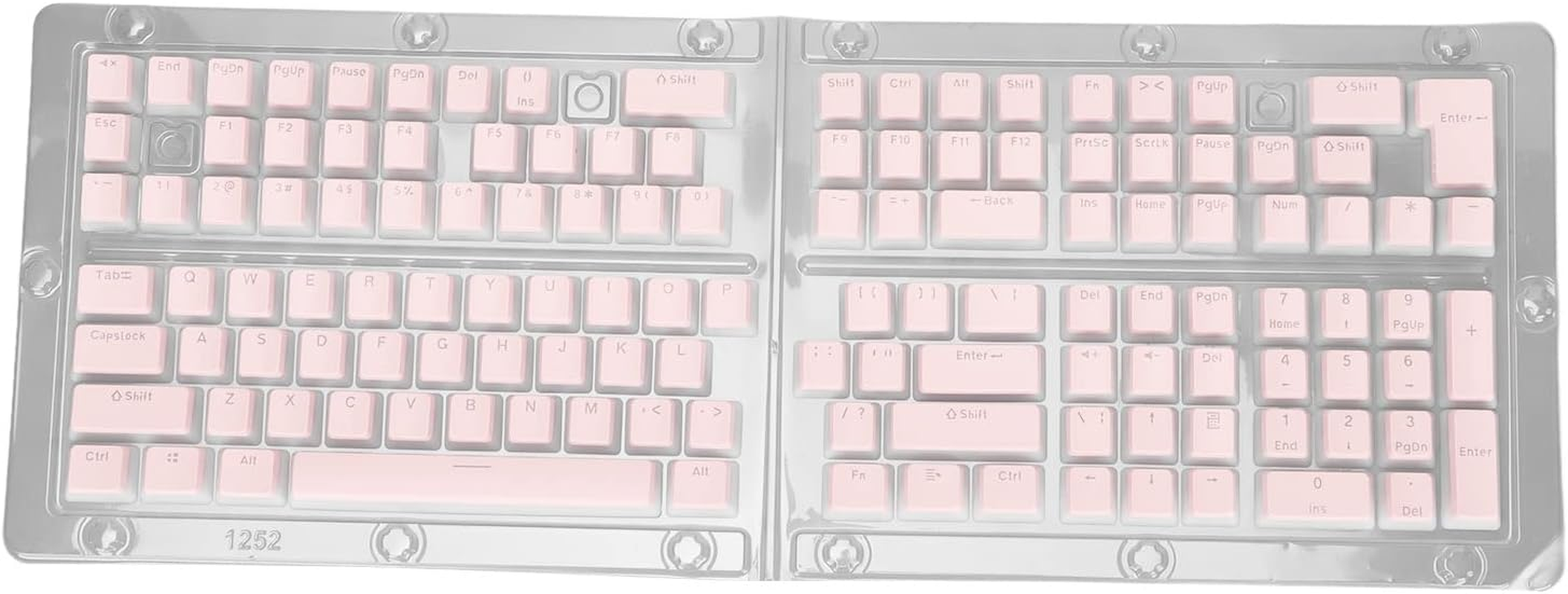 XUMIUZIY PBT Keycaps, 129 Keys Customized Keycap, Pudding Transparent OEM Height Custom Set Two Color Injection Molding DIY Keyboard for Mechanical Keyboards (Pink) - Pink image number 3