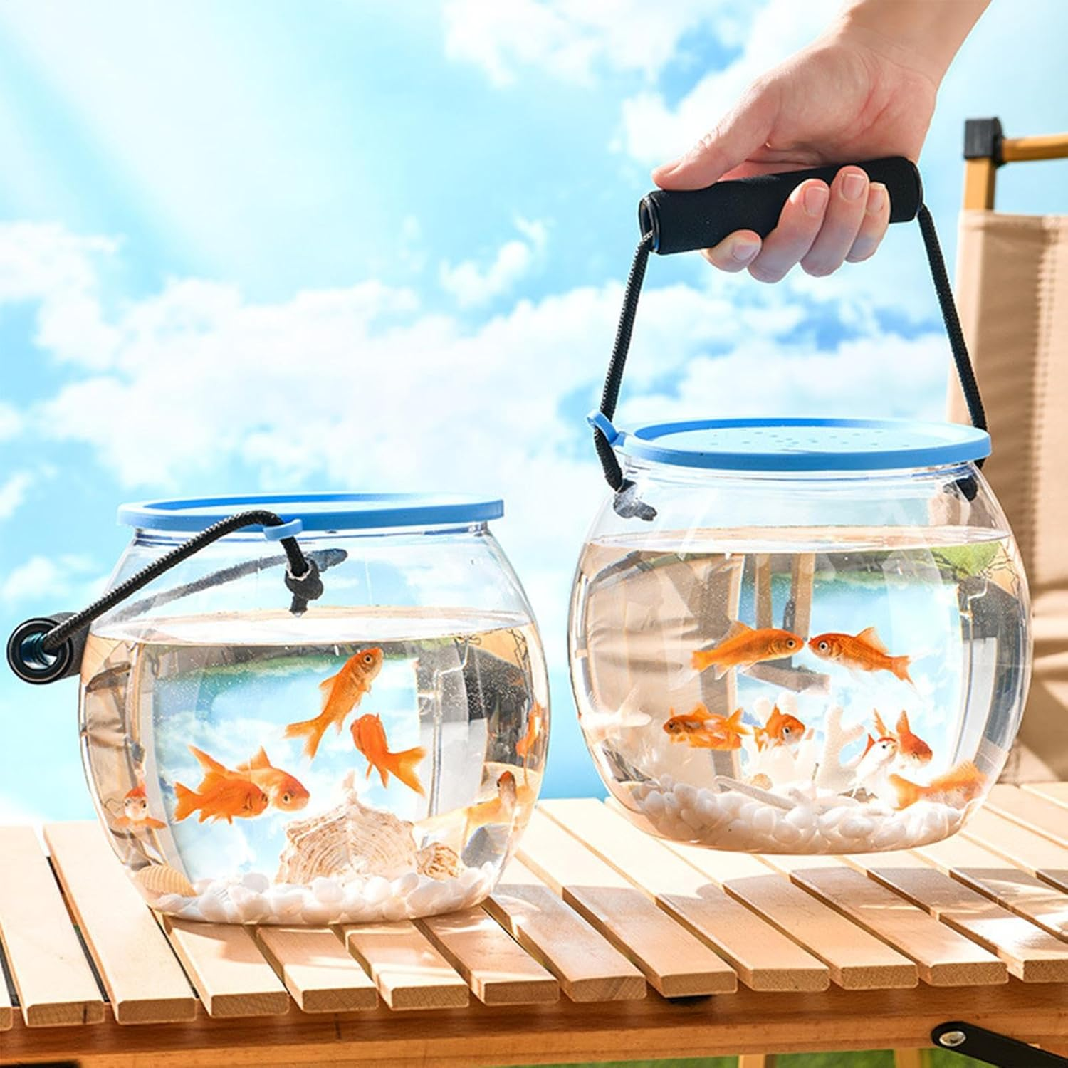 Portable Fish Tank | Clear Fish Bowl - Leak-Proof Storage Box for Tournament Catch Weighing Live Bait Preservation image number 3