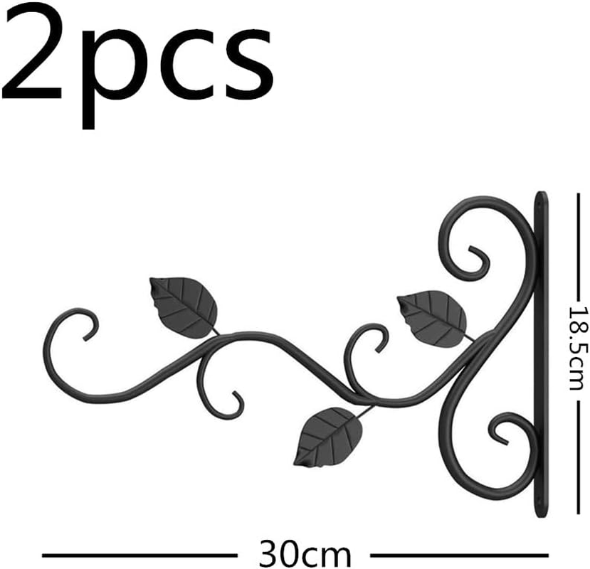 Outdoor Plant Hooks, Wanfoou 2Pcs Indoor Outdoor Plant Hooks, Hangers for Hanging Baskets, Iron Wall Metal Hooks Plant Hanger Bracket, Hooks for Bird Feeders（Black） image number 3