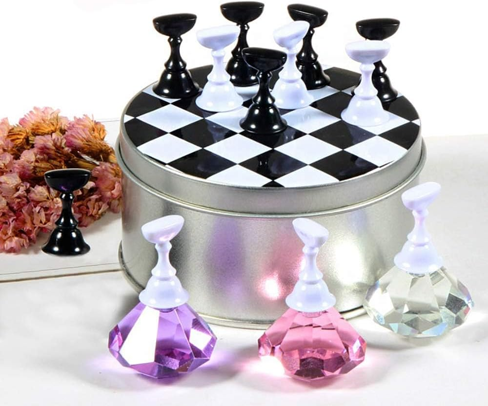 Kalolary Nail Art Display Stand - Magnetic Tips Holder, Crystal Holder, Chessboard, DIY Practice Stand (Transparent) - Pink image number 4
