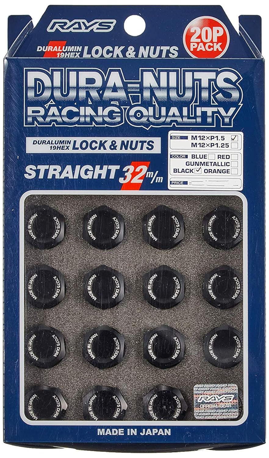 [RAYS (Rays)] Duralumin Lock & Nut Set L32 5H for M12X1.5 Black Anodized Aluminum 74020001101BK