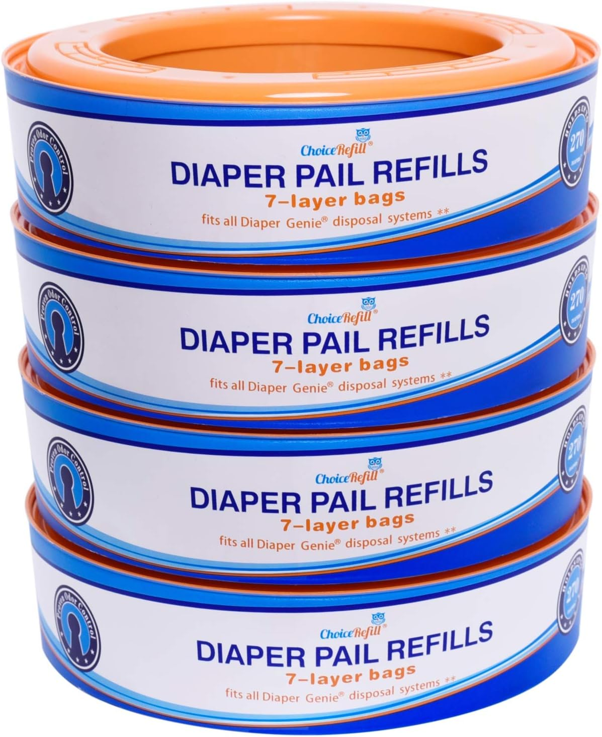 Compatible with Diaper Genie Pails, 4-Pack, 1080 Count image number 1
