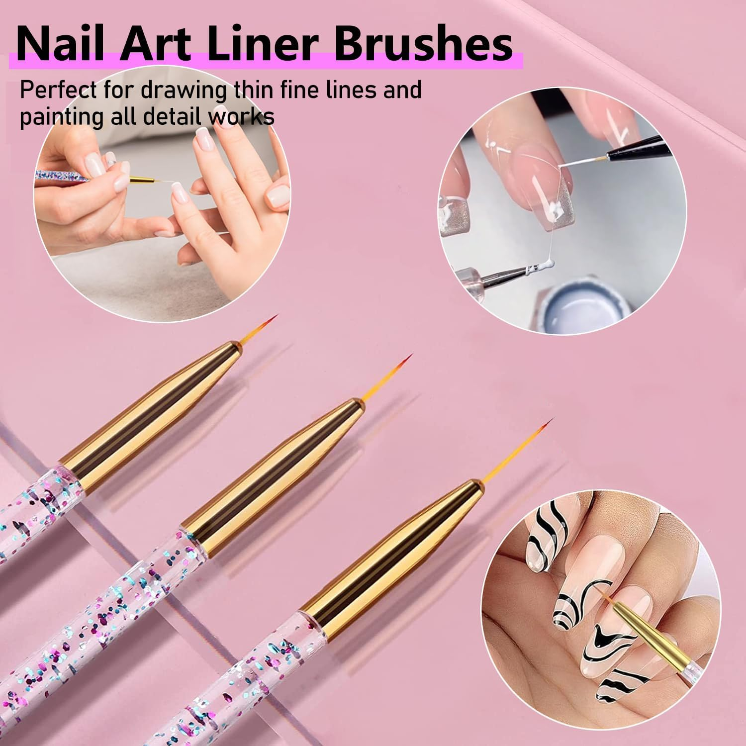 MUSILAN 31Pcs Nail Art Brushes and Nail Art Tools Set, Nail Dotting Tools, Acrylic Nail Brush, Striping Nail Art Brushes for Long Lines, Nail Drawing Pen for Salons & Home DIY Manicure Nail Design