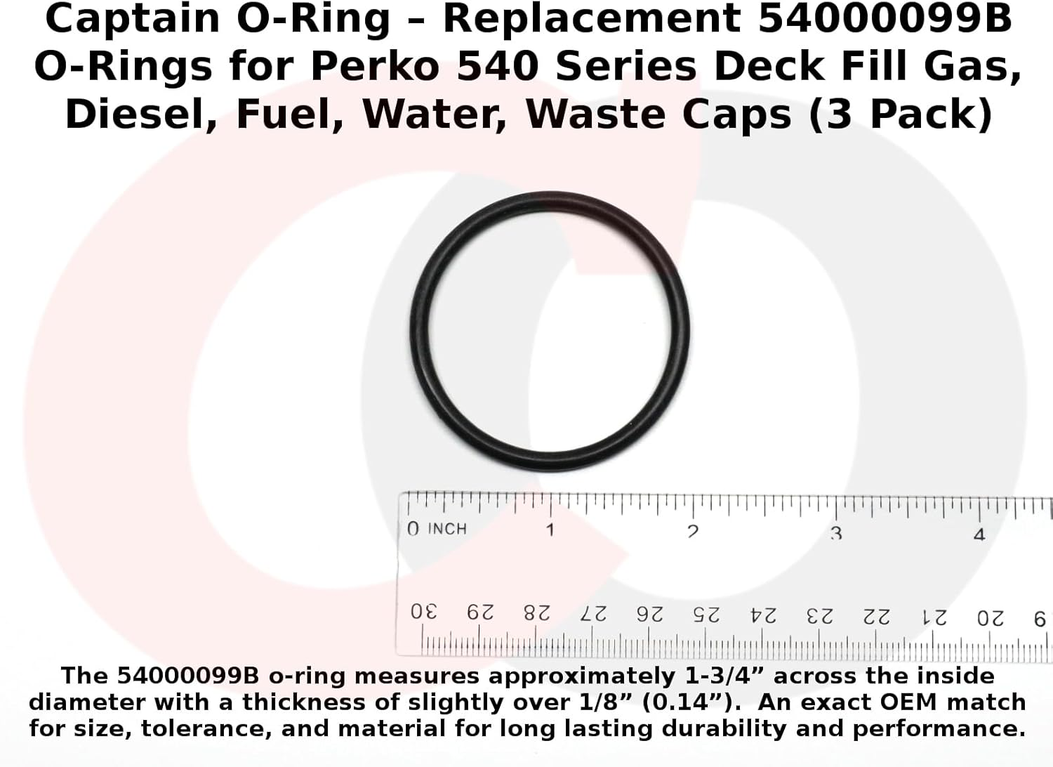 Captain O-Ring &ndash; Replacement 54000099B O-Rings for Perko 540 Series Deck Fill Caps for Gas, Diesel, Fuel, Water, Waste (3 Pack) image number 2
