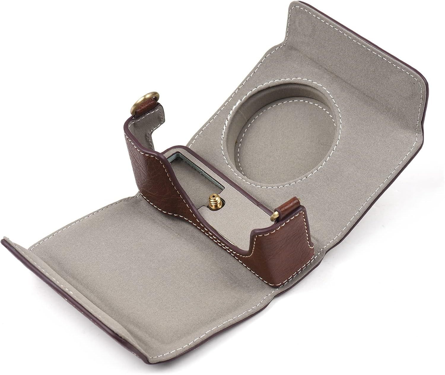 Portable Camera Case Synthetic Leather Camera Carry Bag with Shoulder Strap Replacement for Ricoh GR3 GR III/ GR3X Camera Coffee - Coffee image number 6