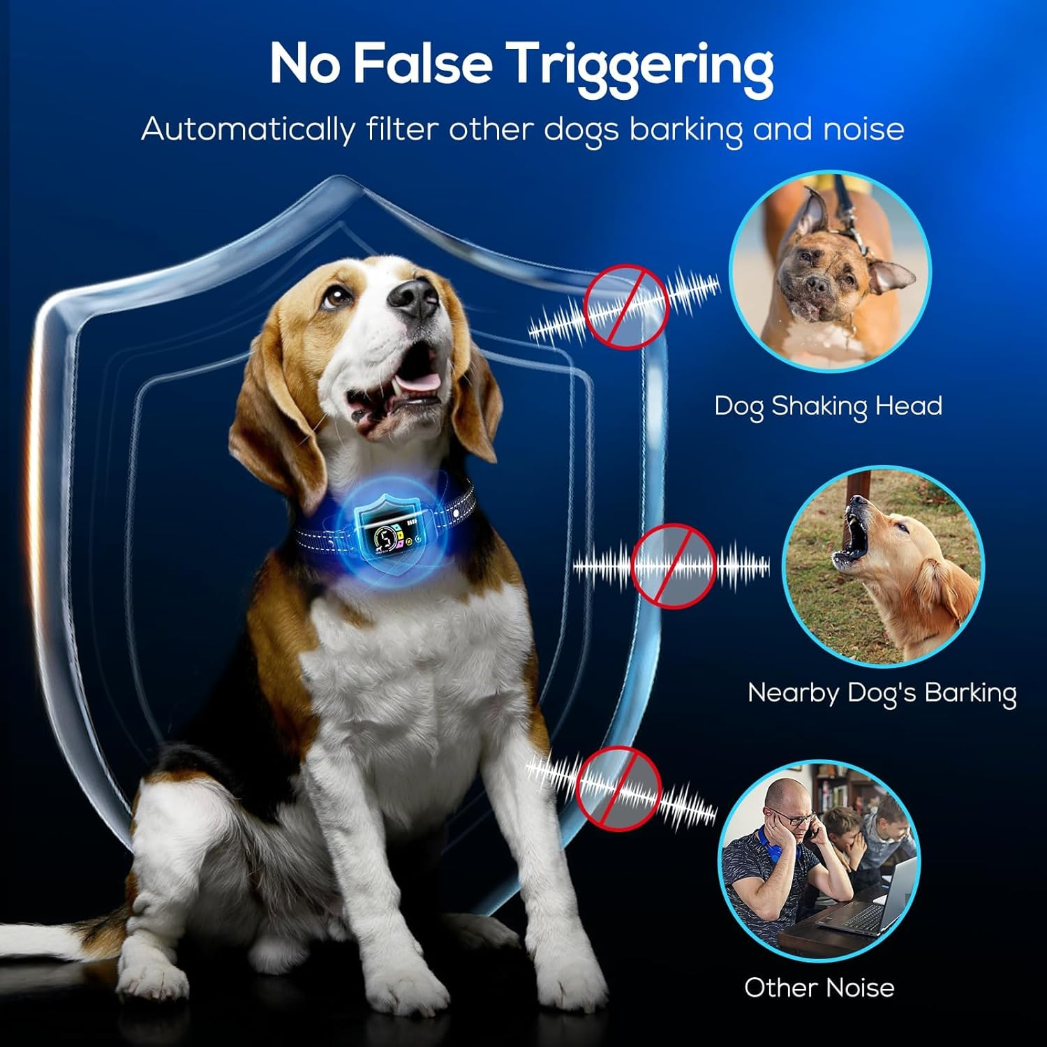 Quixnova Dog Bark Collar for Large Medium Small Dogs, Rechargeable Training Collar with Beep Vibration Shock Collar with 5 Adjustable Sensitivity, anti Barking Device for Dogs image number 1