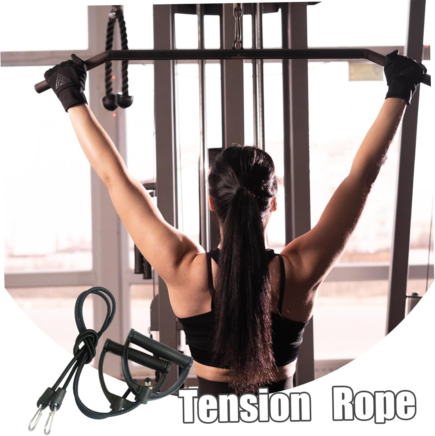 Resistance Band Women Exercise Band with Handles Stepper Resistance Bands Durable Pull up Assist Bands Fitness Accessories for Weightlifting Strength Training Muscle Toning image number 4