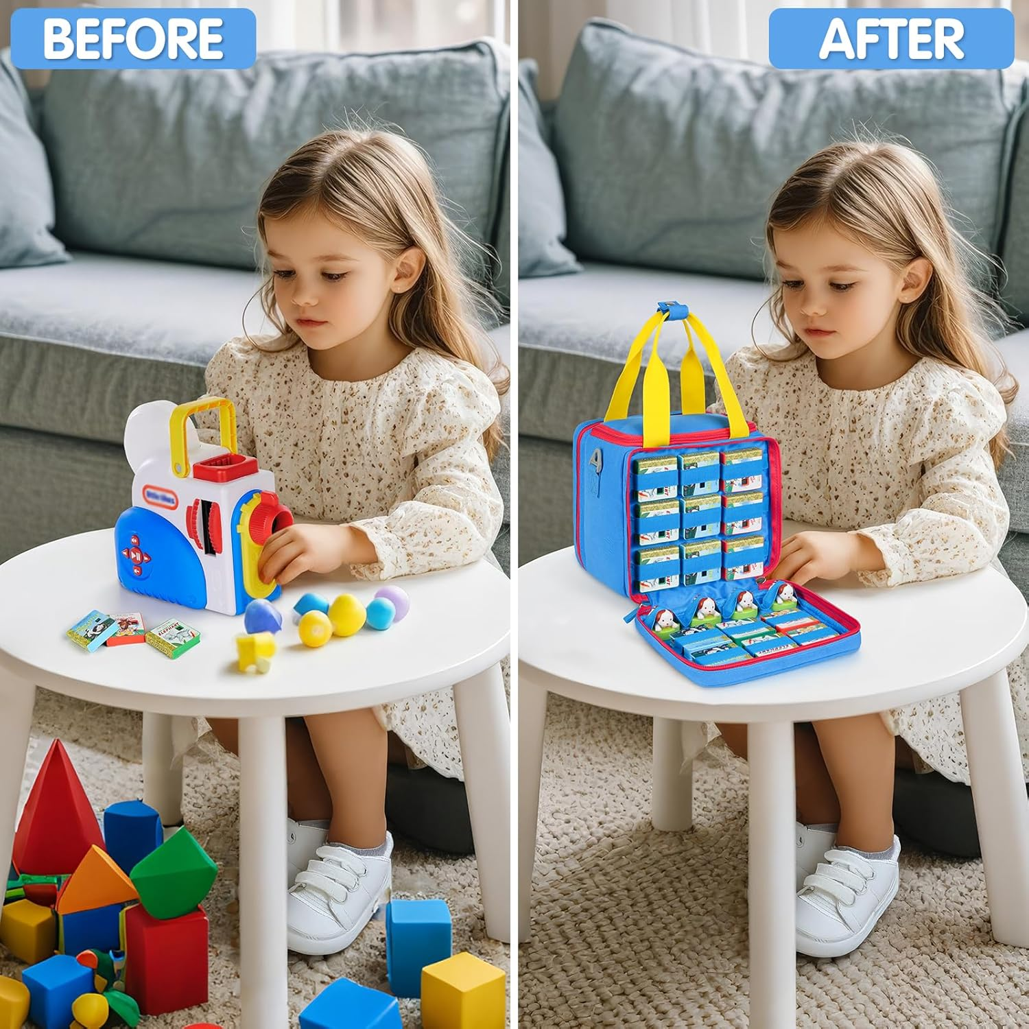 ZIOZERTT Carrying Case Compatible with Little Tikes Story Dream Machine Books Starter Set,Portable Storage Bag for Story Books and Character with Handle and Shoulder Strap,Case Only image number 3