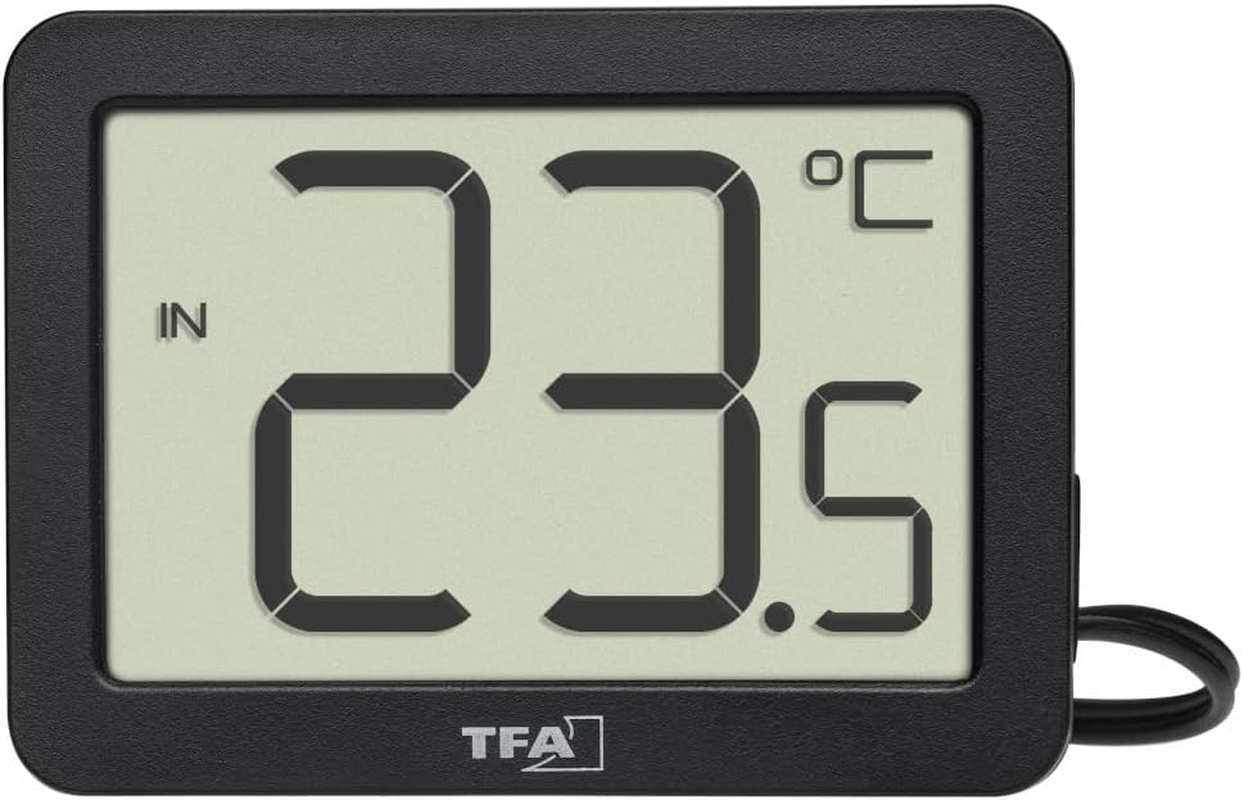 TFA Dostmann Digital Indoor/Outdoor Thermometer, 30.1066.01, Including Waterproof Temperature Sensor, Maximum and Lowest Values, with Magnet/Stand, Black image number 2