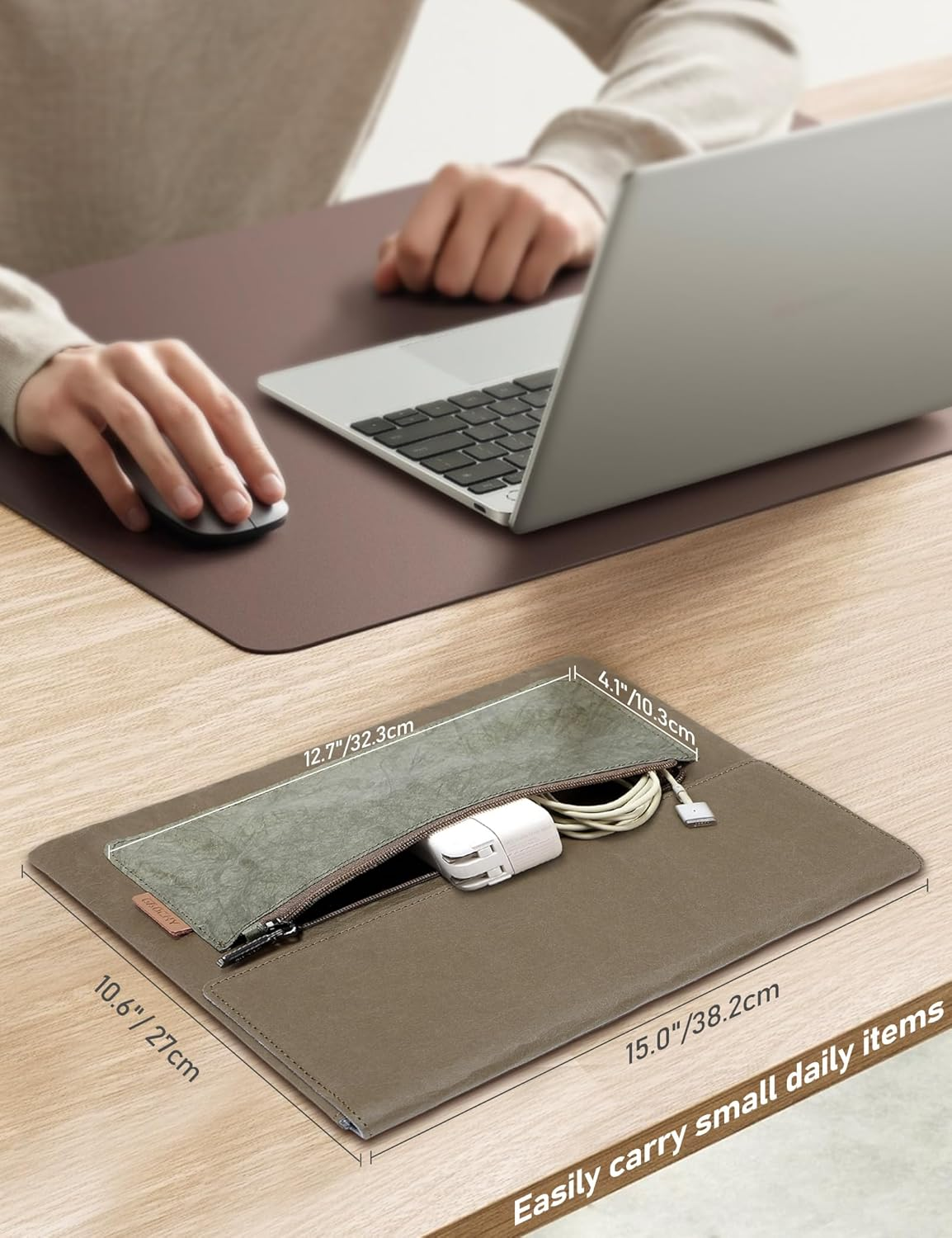 15-16 Inch Laptop Sleeve for Pro 16 2024-2019, Macbook Pro 15 2015-2012, ACEMAGIC 15.6-16.1 Inch Laptop, HP Pavilion 15, 16 Inch Samsung Galaxy Book3, Dell XPS 16, Washable Kraft Case image number 2