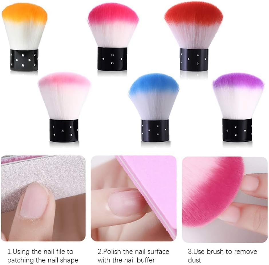 Kalolary 6Pcs Nail Art Dust Brush Remover Powder Cleaner Kabuki Brushes Makeup Powder Blush Brushes Nail Cleaning Brush Nail Art Tools for Cosmetic Makeup or Nail Art-Colorful