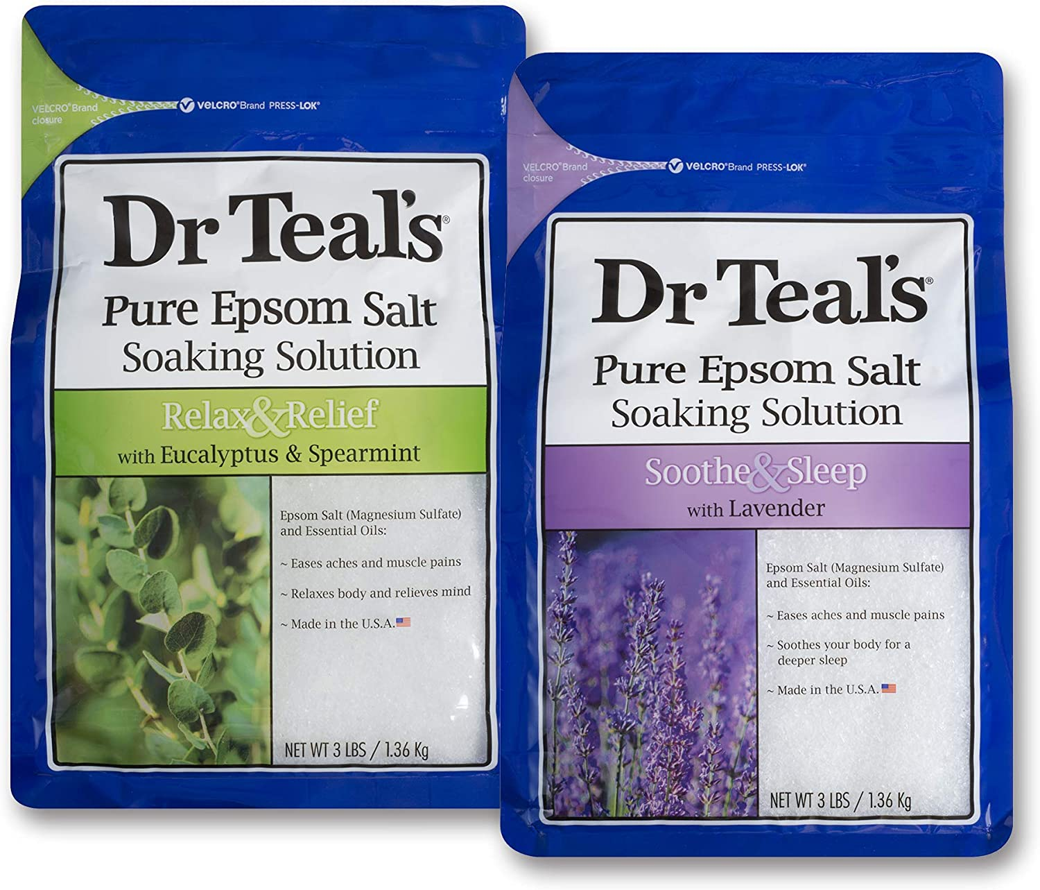 Dr Teal'S Ginger and Clay Pure Epsom Salt Soaking Solution, 1.36 Kg, White, 3 Pound (1 Count) (04342-4PK) image number 1