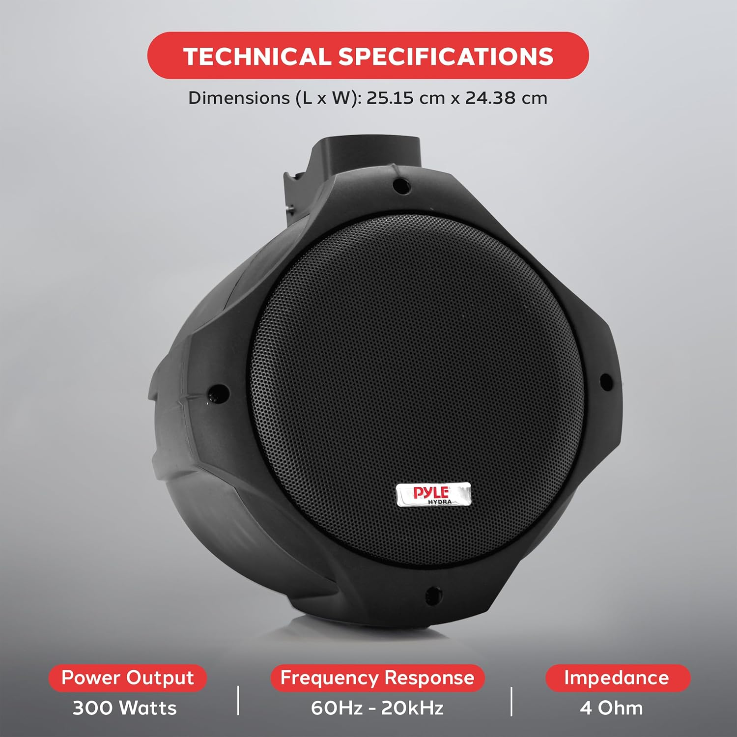 Pyle 6.5 Inch Dual Marine Speakers-2 Way IP44 Waterproof, Weather Resistant Outdoor Audio Stereo Sound System with 200 Watt Power and Poly Mica Cone and Butyl Rubber Surround-1 Pair - PLMRB85 (Black) image number 1