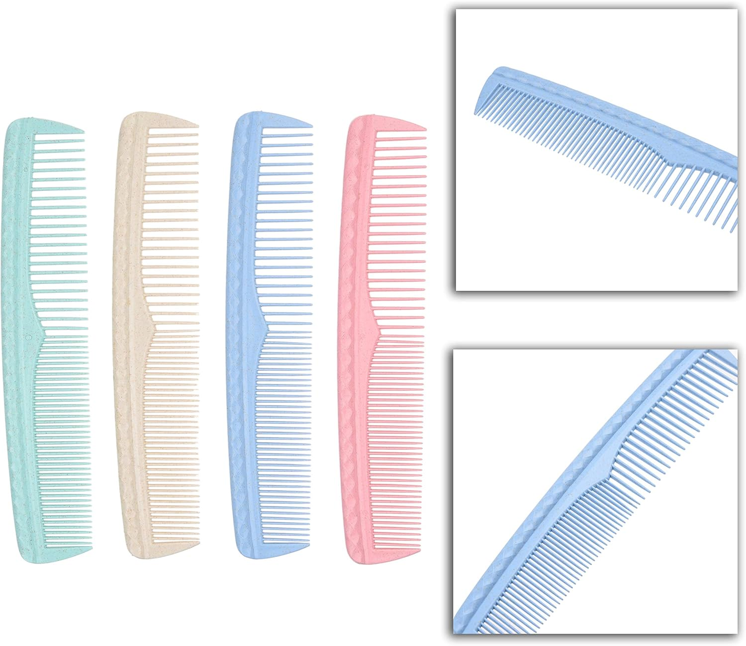 Kare & Kind Hair Comb Set - Colourful 4-Piece Durable Plastic Comb - (7.6 Inch) - Coarse and Fine Tooth - for Combing, Hair Styling, Trimming, Cutting - Home and Hairdressing Salons