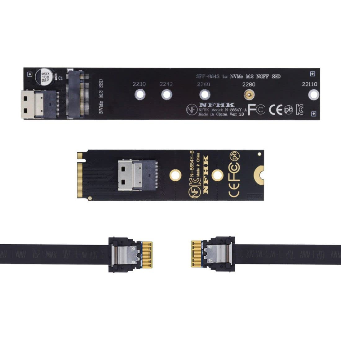 Chenyang CY M.2 NVME NGFF M-Key SSD Male to Female Extension Cable 40Cm with SFF-8654 Connector Adapter for Mainboard SSD 2280/22110 image number 5