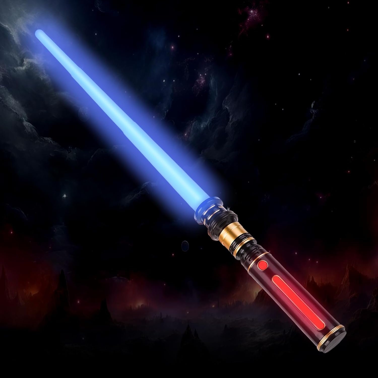 Light up LED Saber, Light Swords with FX Sound and Realistic Handle, Expandable Sabre for Halloween Dress up Parties Birthday Christmas Galaxy War Fighters (Red)