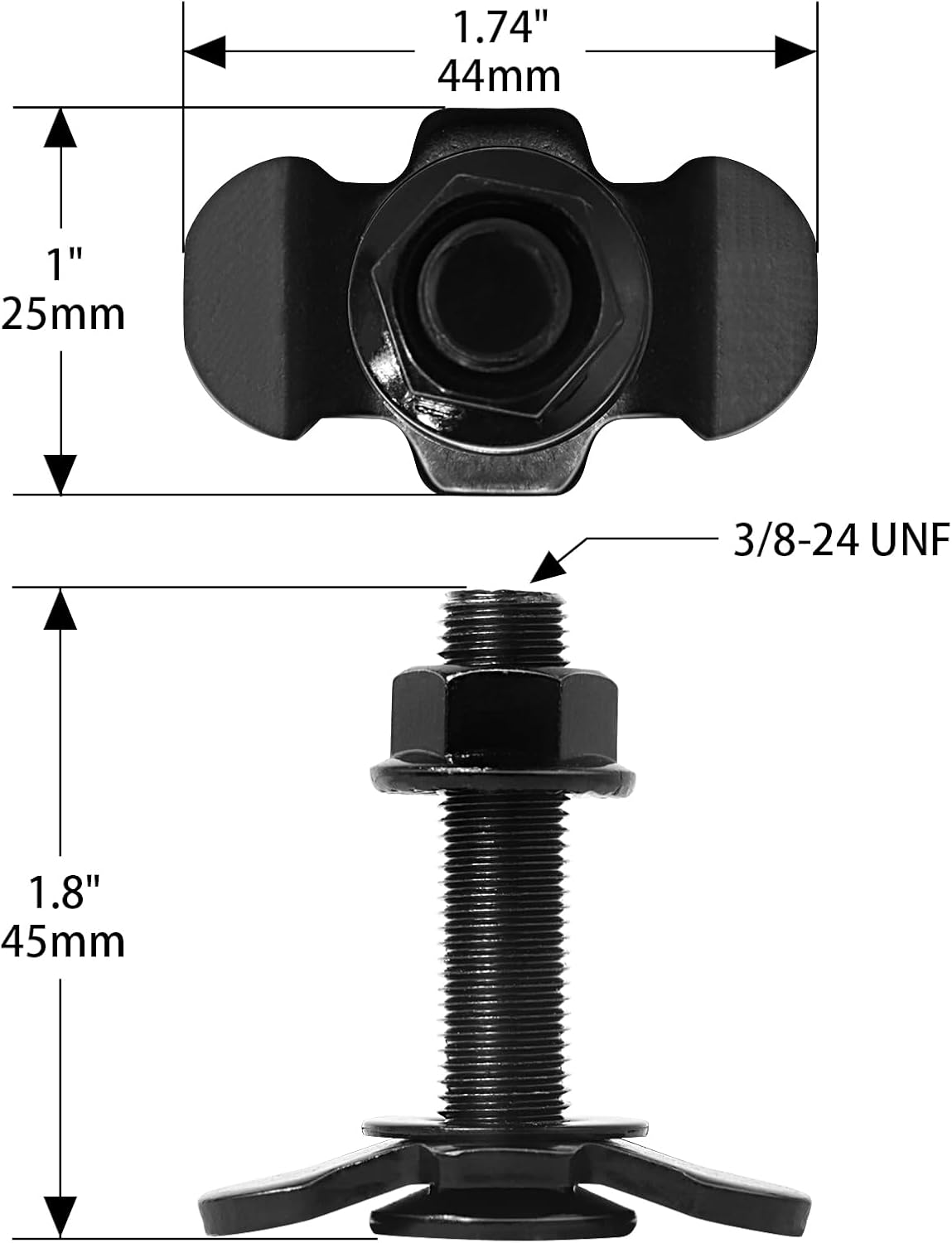 L Track Threaded Stud Fittings L-Track Threaded Double Stud Lug Fitting Tie Down, Used with L Track Rails for Truck Bed or Trailer Cargo Control, Pack of 10, Black image number 6