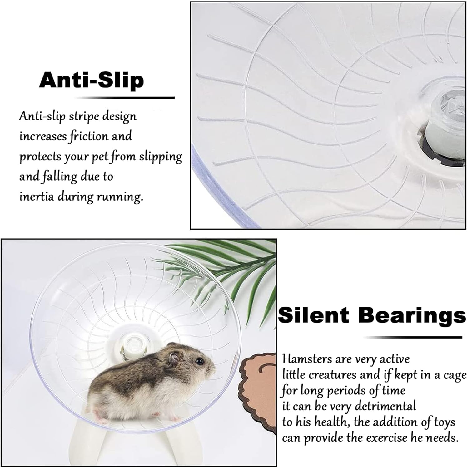 Silent Hamster, Hamster Wheel Toys, Quiet Running Wheel, Hamster Wheel Toy, Quiet Hamster Wheel, Small Animal Wheels, Hamster Wheel for Hamsters, Lgel, Chinchilla, Guinea Pigs, Small Pets (White) image number 4