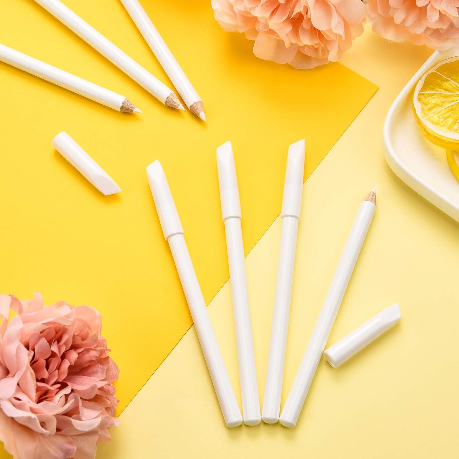 8 Pieces White Pencil under Nail 2-In-1 Nail Whitening Pencils French White Manicure Pencils with Cuticle Pusher for DIY French Art Manicure Supplies image number 1