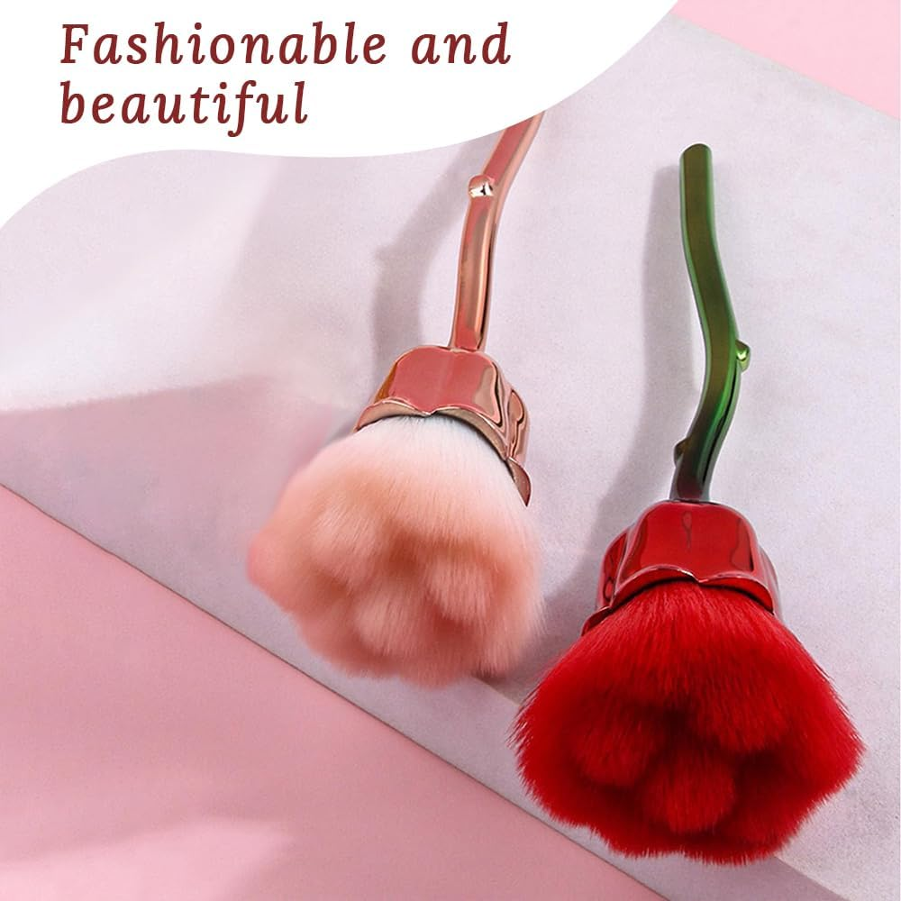 4-Pack Rose Flower Nail Art Powder Dusting Brush, Large Nail Trimming Cleaning and Makeup Blush Tool for Loose Powder, Makeup, Loose Powder Brush and Nail Dusting Brush image number 3
