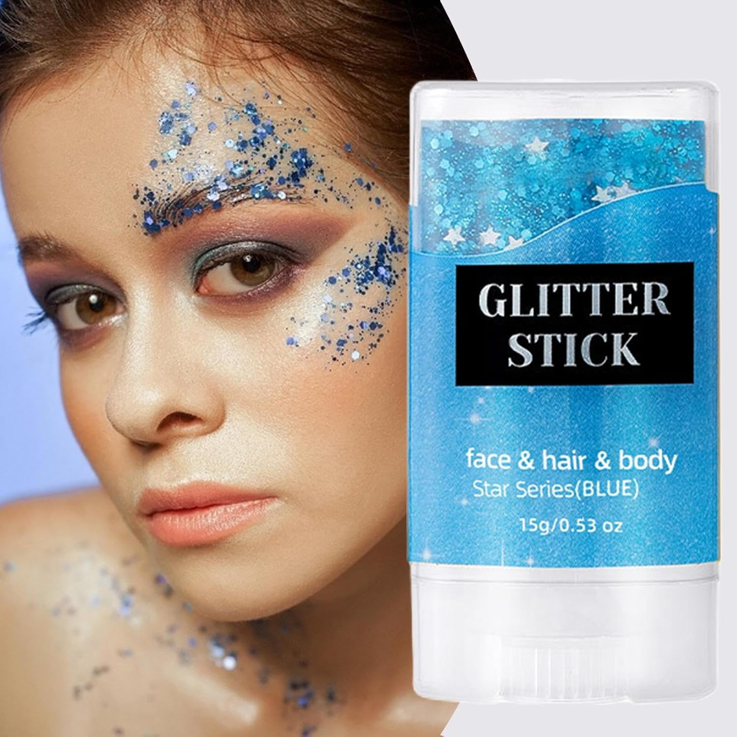 Wjnflqn Shiny Glitter Stick - Festival Makeup Face Glitter Stick | Cosmetic Shimmer Makeup Versatile Sparkling Accessories for Party Celebration Stage Performance - Blue image number 2