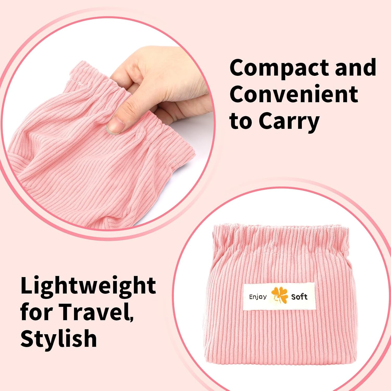 AUGSUN 6Pcs Elastic Hair Tie Organizer - Aesthetic Corduroy Lipstick Bag & Travel Makeup Pouch, 6 Colors, 5.11 X 1.96 X 4.72 IN image number 3