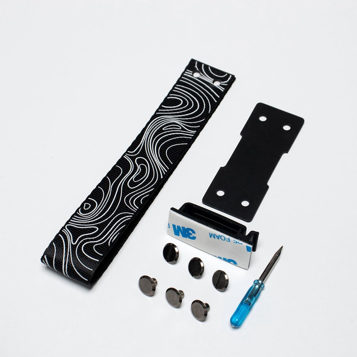 Custom Keyboard Straps Wooting 60He Snap Straps with Adhesive Topographic Pattern Straps for Multiple Mechanical Keyboards (Black) - Black image number 2