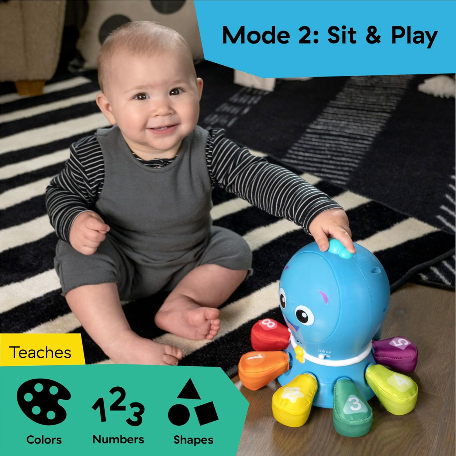 Baby Einstein Ocean Explorers Go Opus Go 4-In-1 Crawl & Chase Activity Learning Toy, Music and Lights, Ages 3 Months to 5 Years image number 4