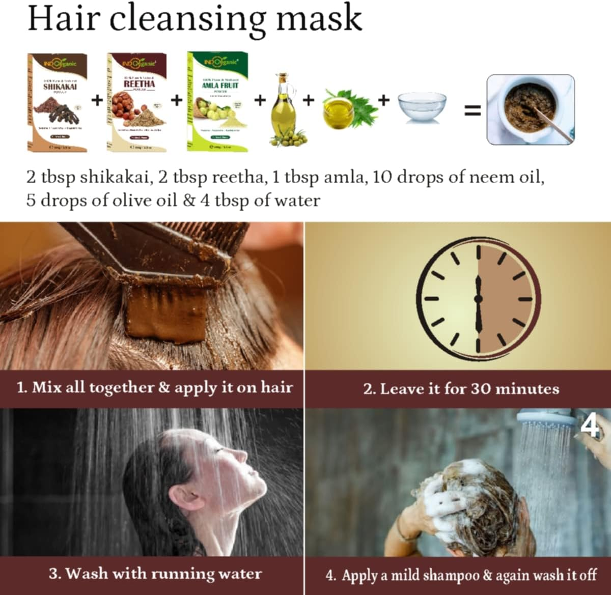 Indo Organic Shikakai (Acacia Concinna) Powder for Hair Pack | Excellent Hair Conditioner & Cleanser image number 3