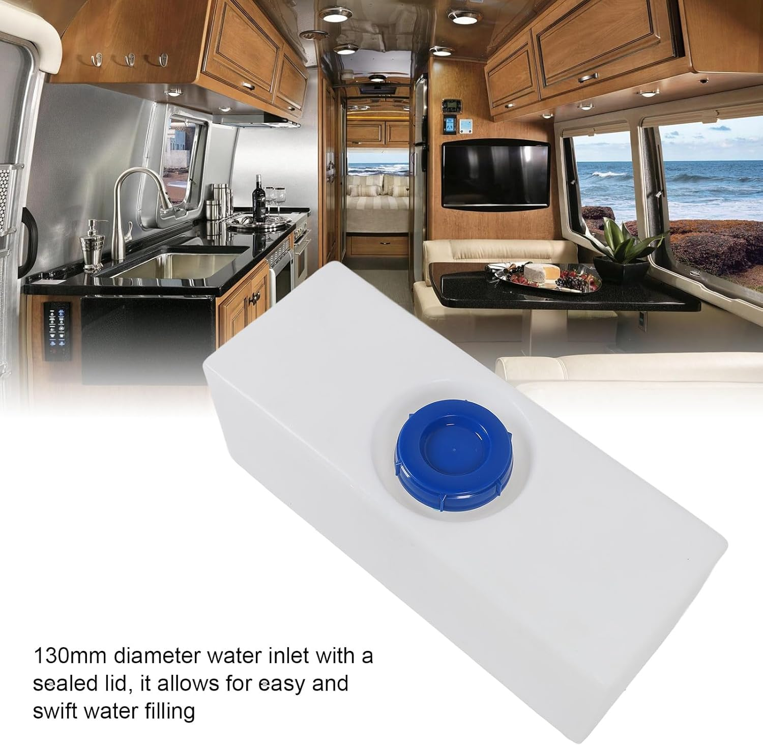 RV Water Tank, 15 Gallons RV Water Holding Tank, 130Mm Water Inlet Storage Tanks, RV Water Tank for RV Trailer Boat, RV Water Holding Tank, Water Storage Tank