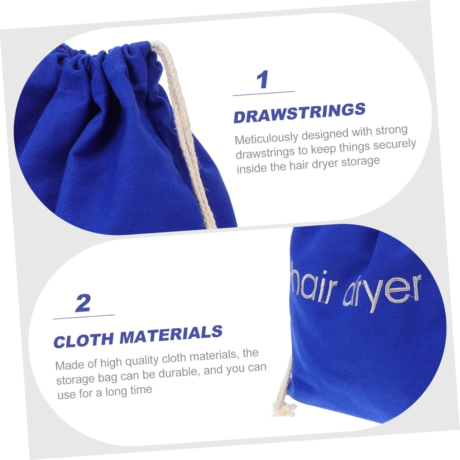 LOLIPPYY Canvas Tote Bag for Hair Dryer Storage Reusable Travel Pouch Easy Zipper Closure Wall Mountable Dustproof Hair Dryer Container image number 3