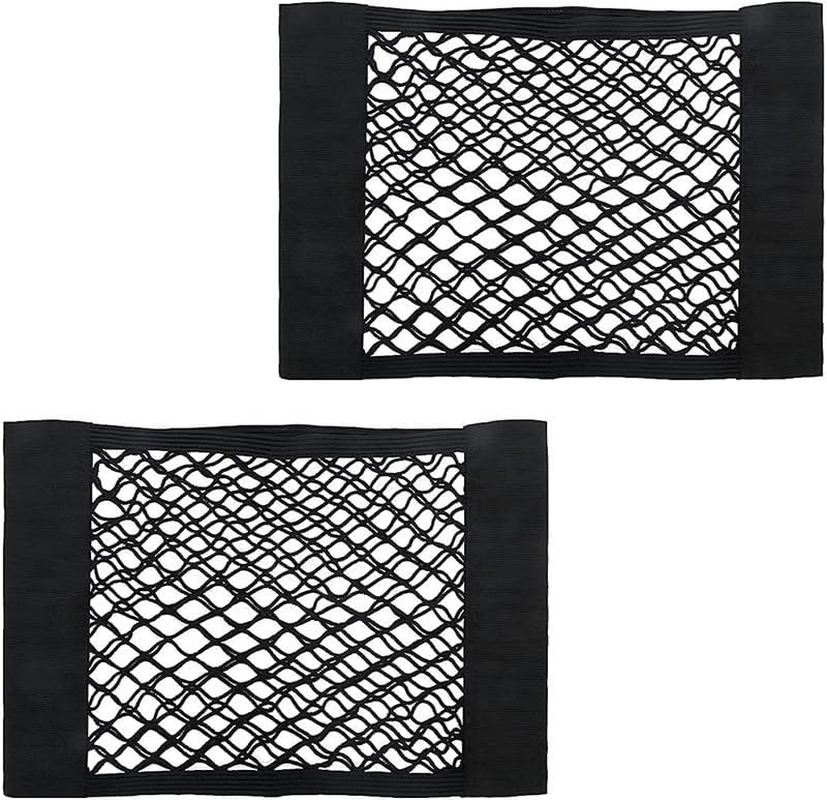 Cargo Rear Trunk Seat Net, 2Pcs Mesh Cargo Nets with Tape Stickers, Black Adhesive Car Back Rear Trunk Seat Mesh Net, Small Size