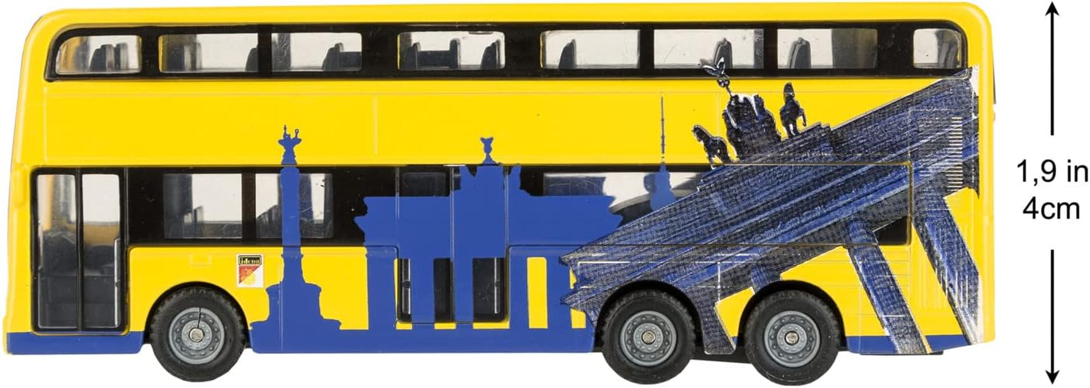 Idena 40107 Berlin Double Decker with Pull-Back Motor, Yellow, 15 Cm