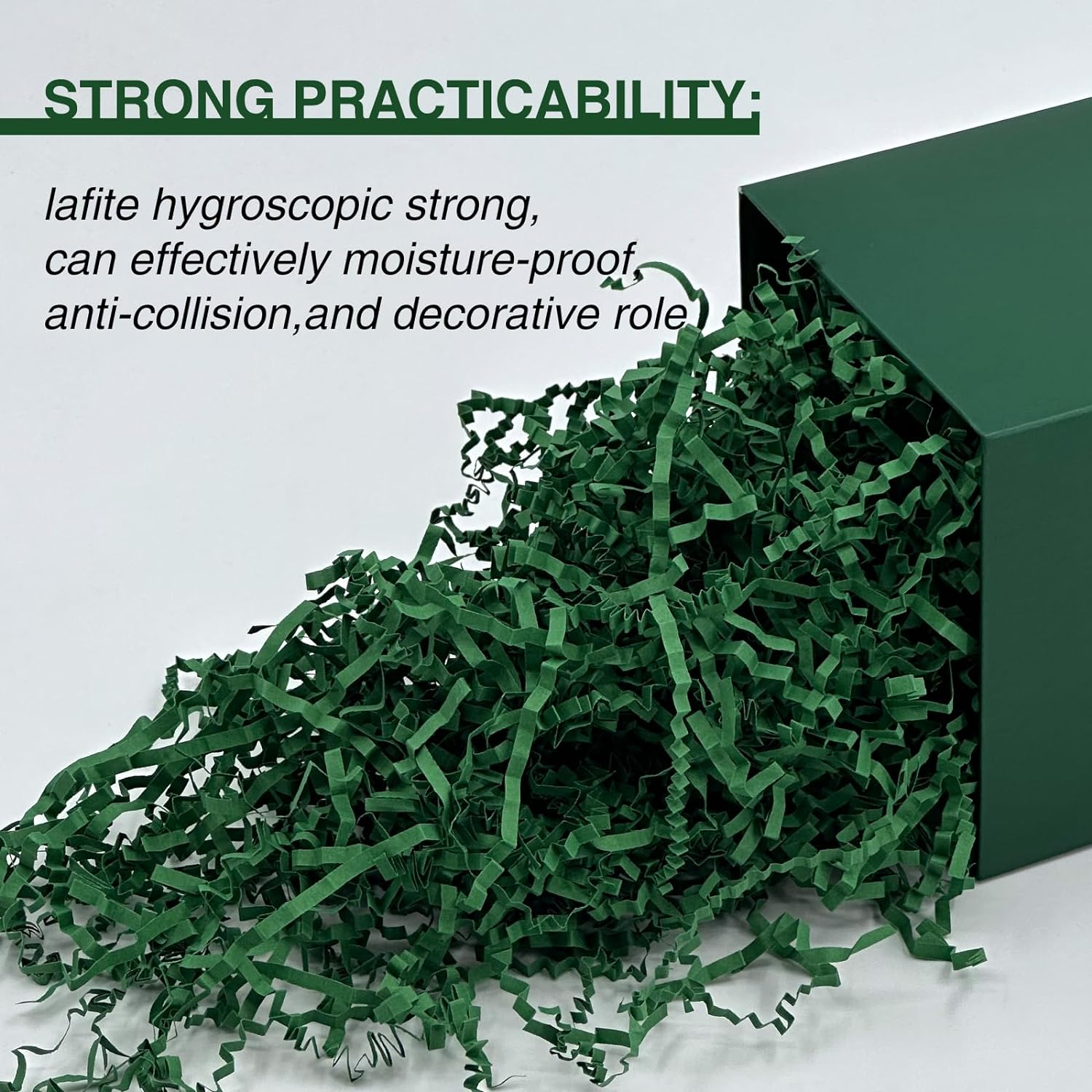 1LB Crinkle Paper Shred Filler for Gift Box Baskets on Christmas Day (Dark Green) image number 4