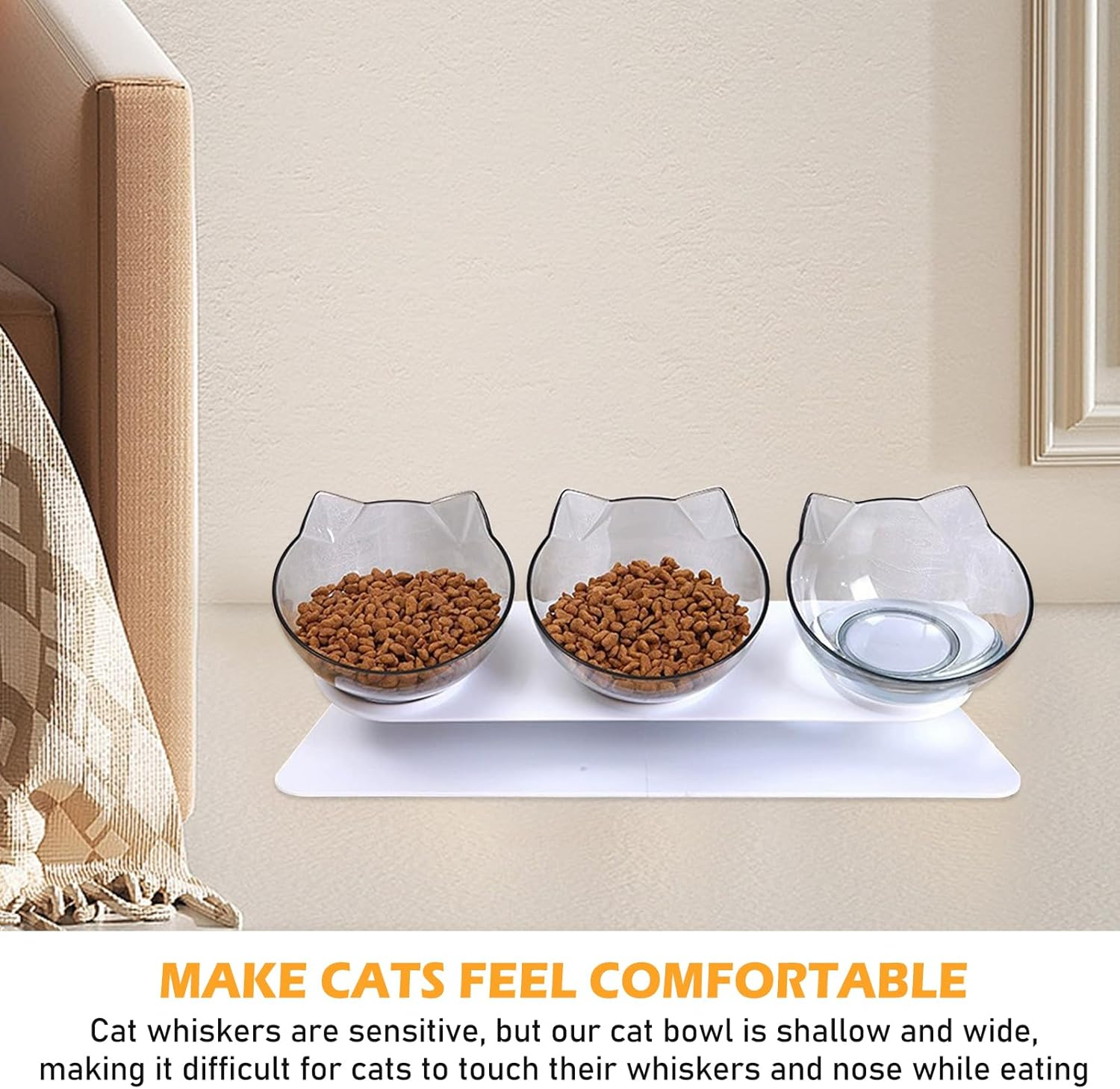 Cat Feeding Bowl, Cat Bowls, 15&deg; Tilting, Cat Feeding Bowl, Raised Cat Bowl, Feeding Bowl for Cat, 3-In-1 Cat Bowl, Dog Bowl, Anti-Vomiting Feeding Bowl, Cat Feeding Station Cats image number 5