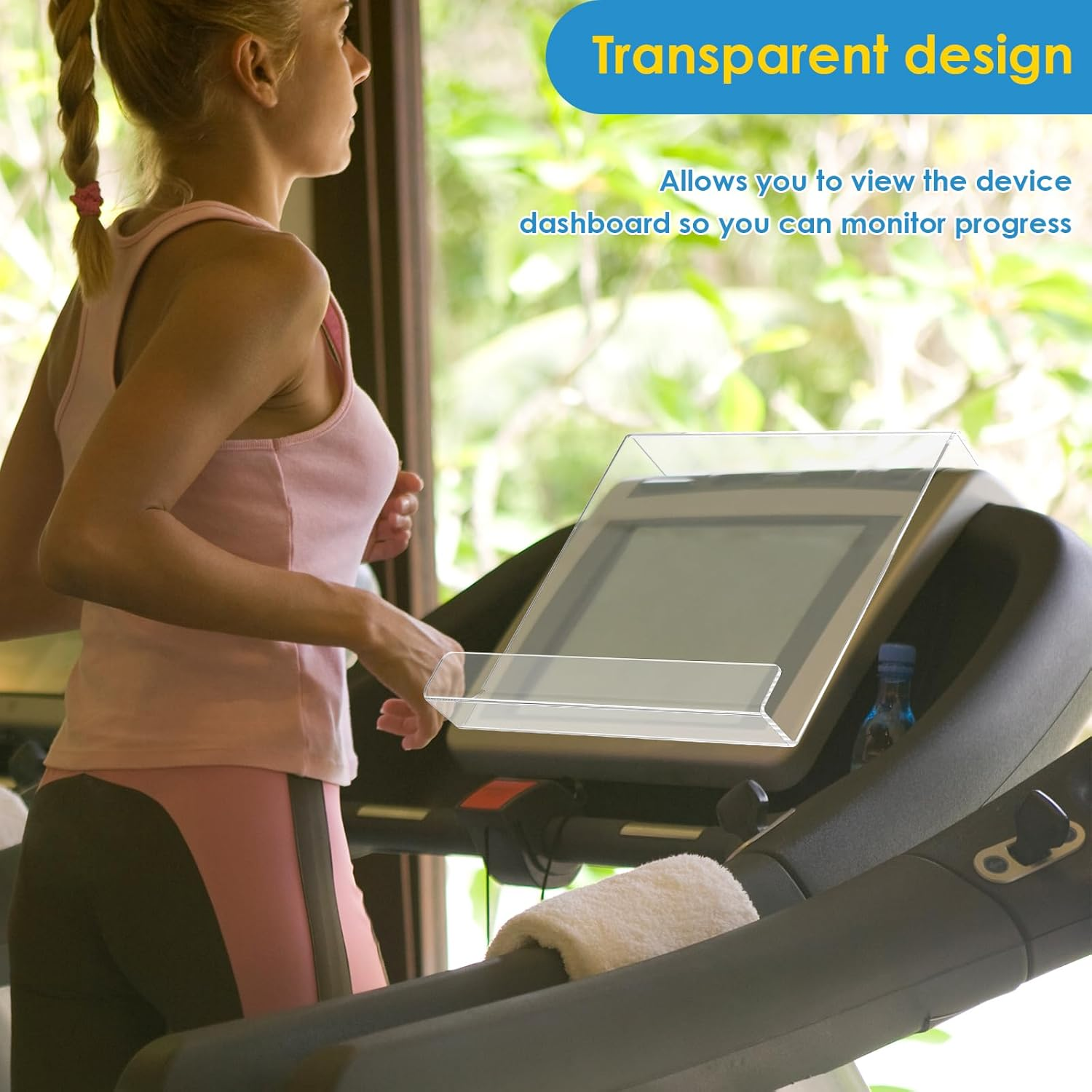 Treadmill Tablet Holder, Acrylic Treadmill Book Holder, Clear Treadmill Tablet Mount, Portable Exercise Bike Reading Stand Compatible with Ipad, Kindle, Flat Tablet, Ereader for Home Gym Exercising image number 6