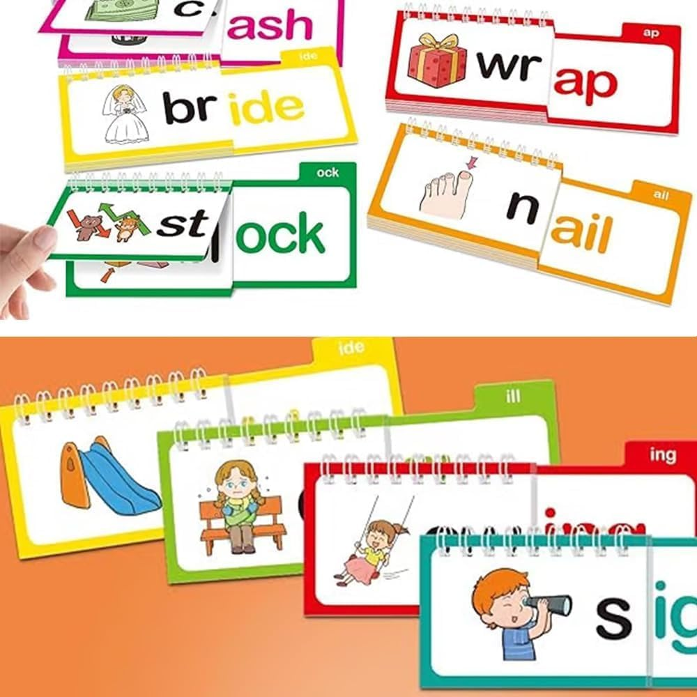 30 Read and Rhyme Flip Books, Word Family Flip Books, Reading Flip Book, ABC Vocabulary Flashcards, Learn to Read Phonics Flash Cards, Educational Reading Games (1 Set) image number 4