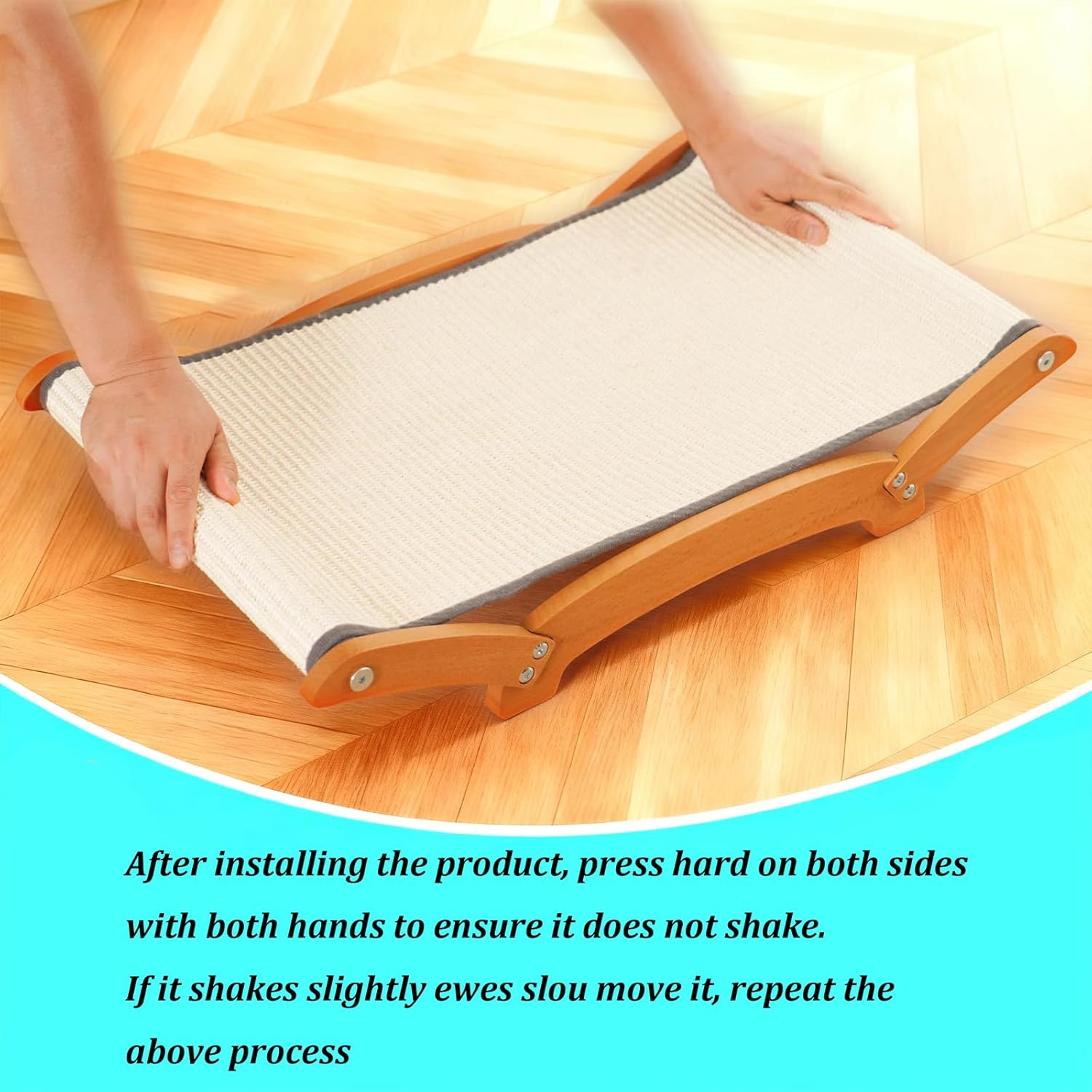 Extra Large Sisal Cat Scratcher Bed with Hammock, Durable Natural Sisal Scratch Pad and Post for Indoor Cats to Lounge Sleep and Scratch, Sturdy Solid Wood Frame Upgraded image number 5